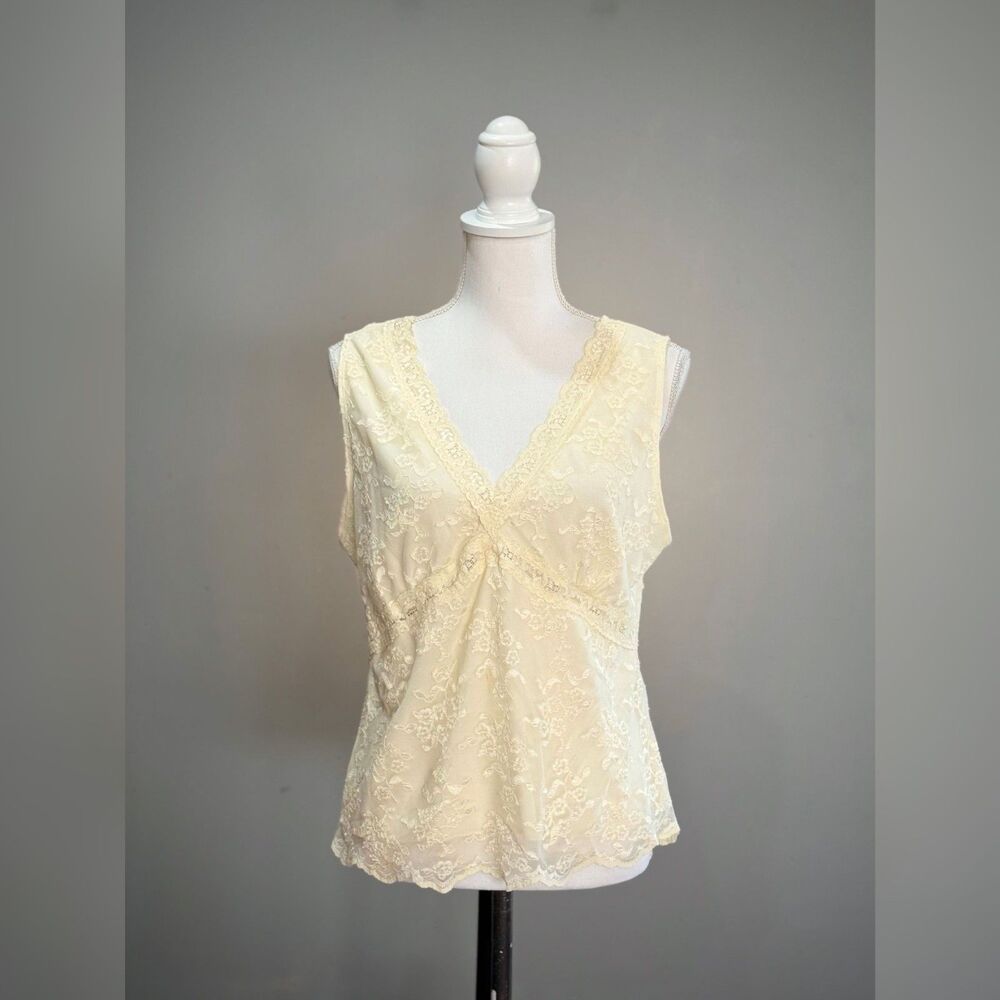 Cream Worthington Sleeveless Lace Chemise Y2K Size XL EUC